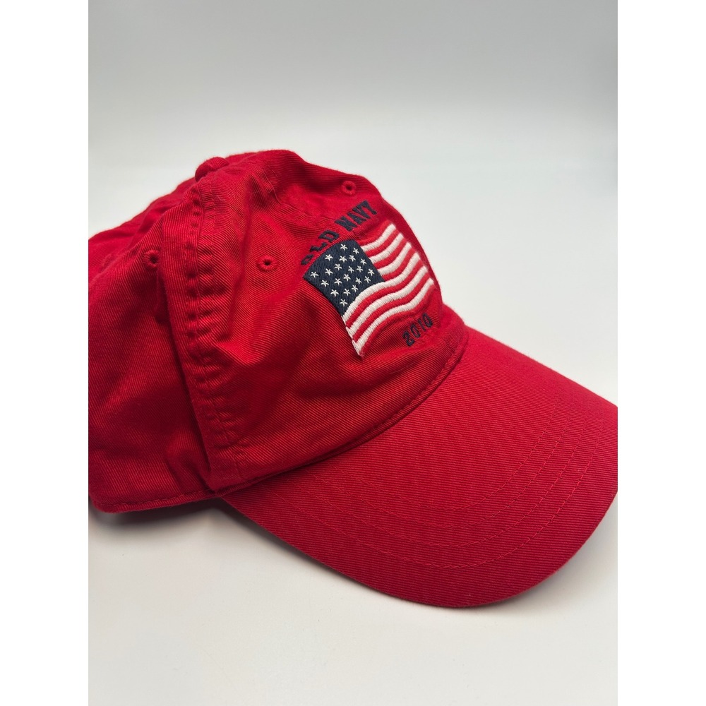 Old Navy 2010 American Flag Red Baseball Cap Hat Adjustable Strapback